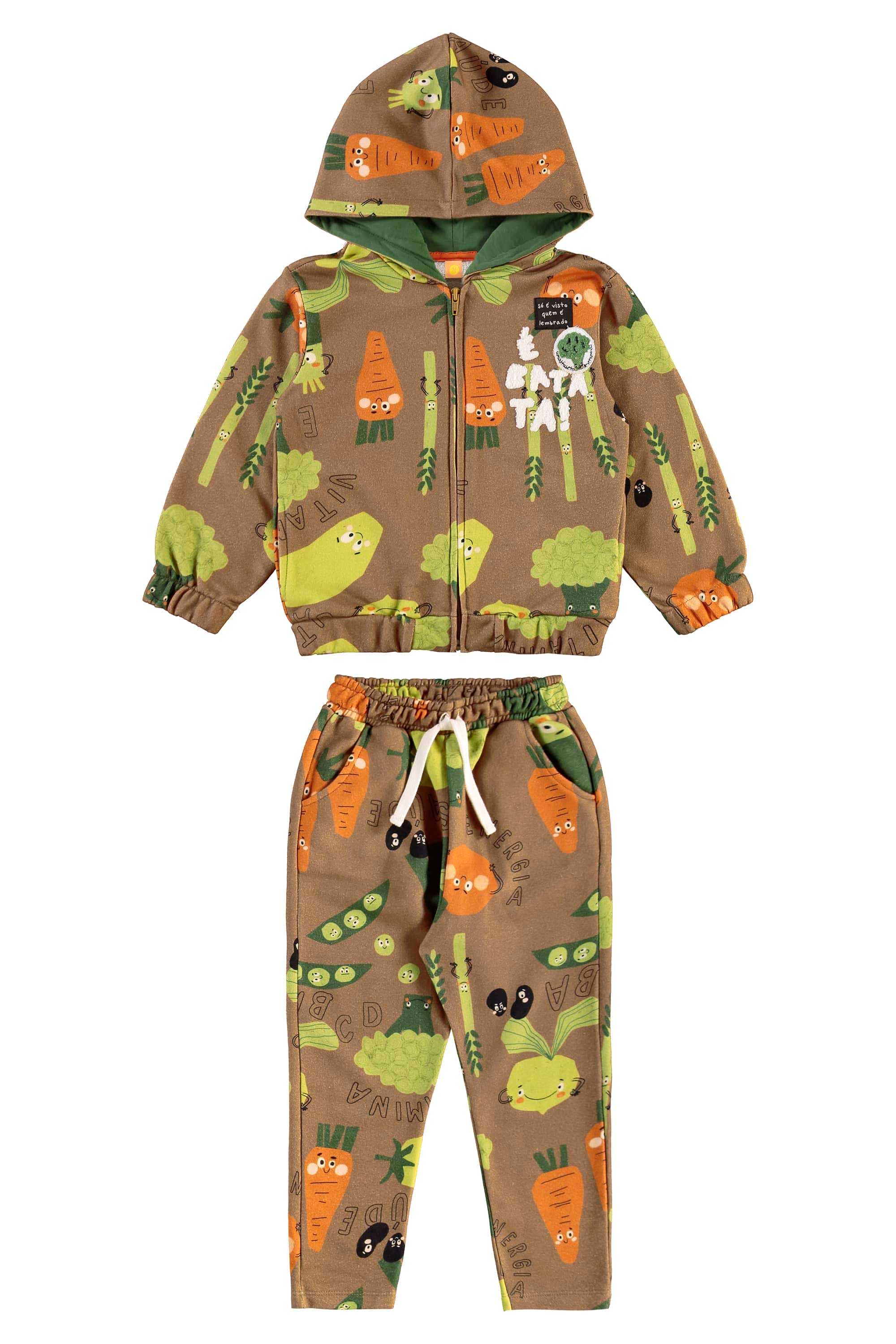 Conjunto Vegetais Infantil com Jaqueta e Calça (Marrom) Três e Já - Imagem 34